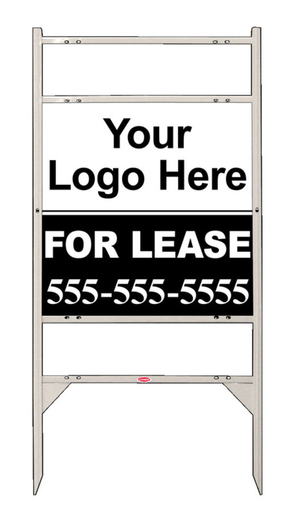 For Lease Property Sign Units with 2 Rider Inserts and Area For Company Logo, 24h x 24w, White